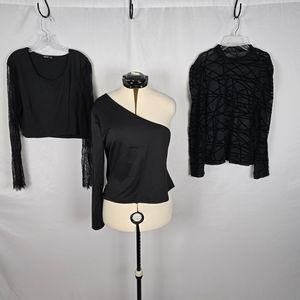 Shein Tops Women's 3XL Black Stretch Long Sleeve 3 Blouse Bundle Deal